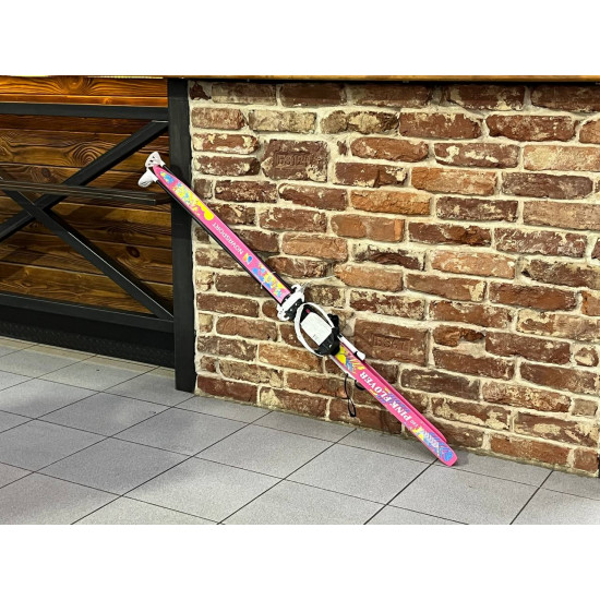 Лыжный комплект подростковый NovaSport Pink Flower с универсальным креплением (6) (140/105)