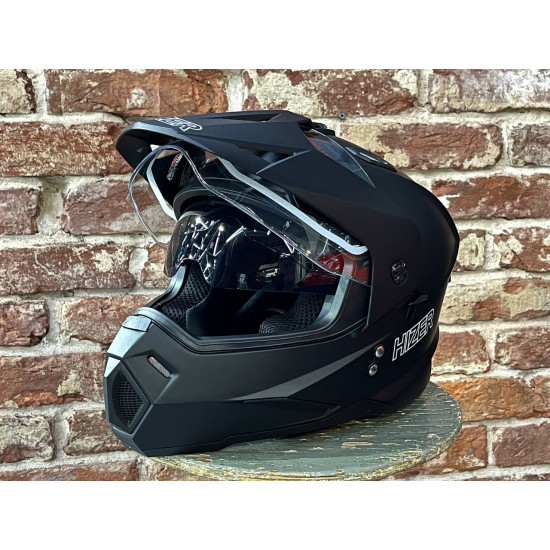 Шлем мото HIZER J6802 (M) #3 matt black (2 визора)