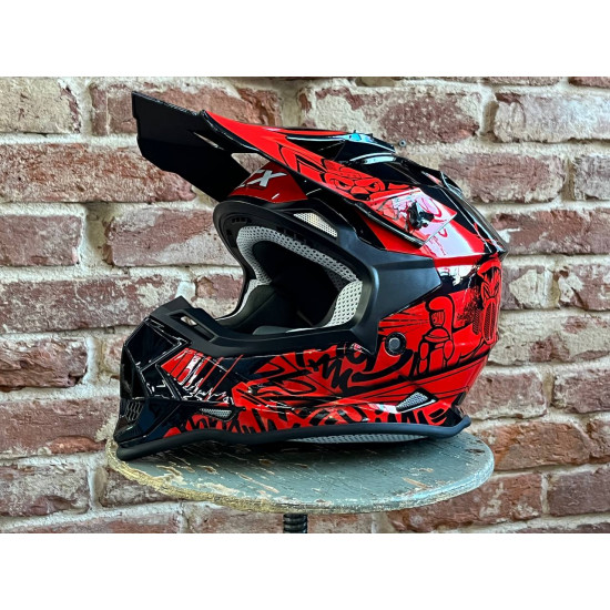 Шлем мото GTX 632S (M) #2 black/red детский (51-52)