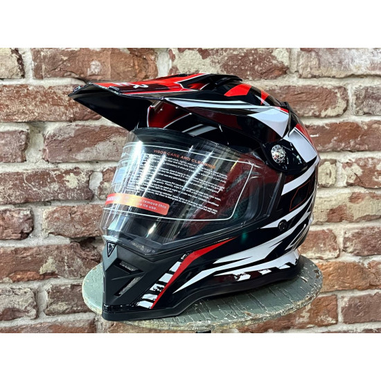 Шлем мото HIZER B6197-1 (XL) #2 black/red/white