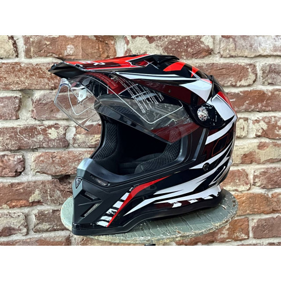 Шлем мото HIZER B6197-1 (XL) #2 black/red/white