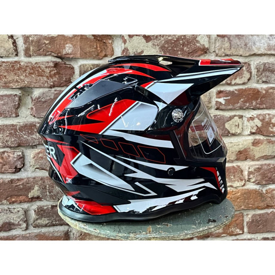 Шлем мото HIZER B6197-1 (L) #2 black/red/white