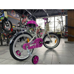 Велосипед NOVATRACK 16" ANCONA белый, тормоз нож, передняя корзина, крылья и багажник хром