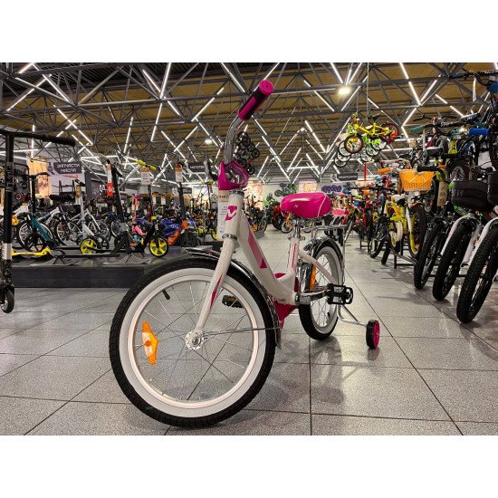 Велосипед NOVATRACK 16" ANCONA белый, тормоз нож, передняя корзина, крылья и багажник хром