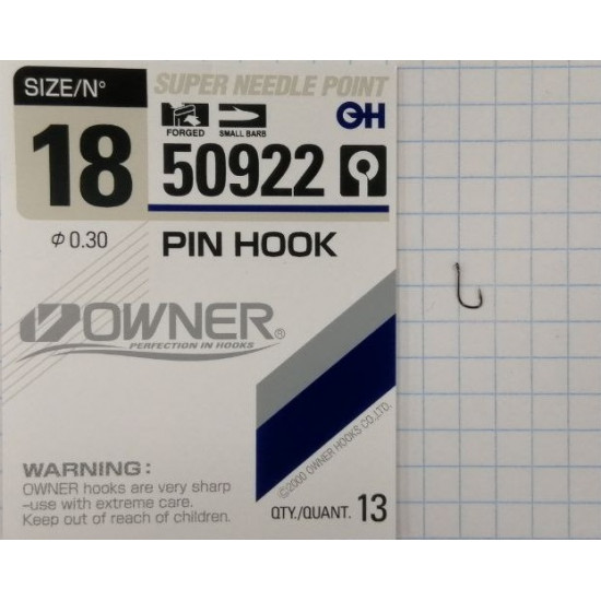 Крючок Owner 50922 BC №18 Pin Hook (13шт.) ow-50922BC-16