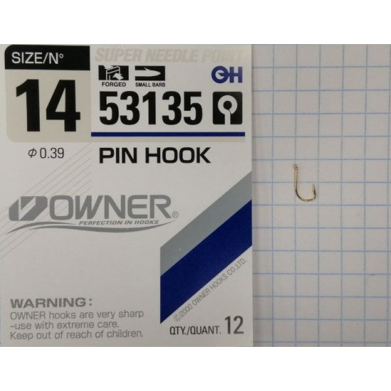 Крючок OWNER Pin Hook gold №14 12шт