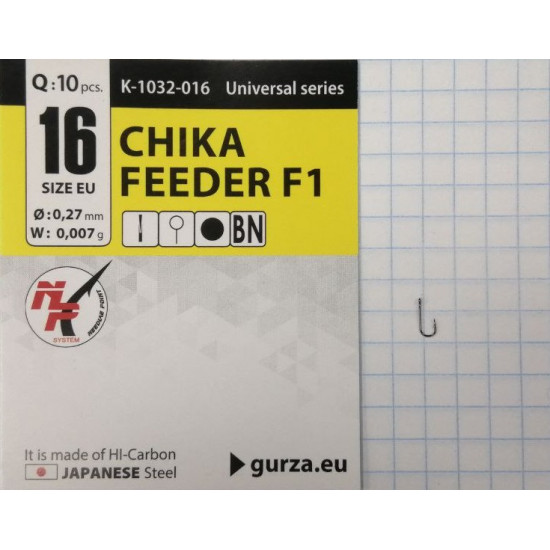 Крючки Gurza-CHIKA FEEDER (F1) BN №16 (10шт/уп)