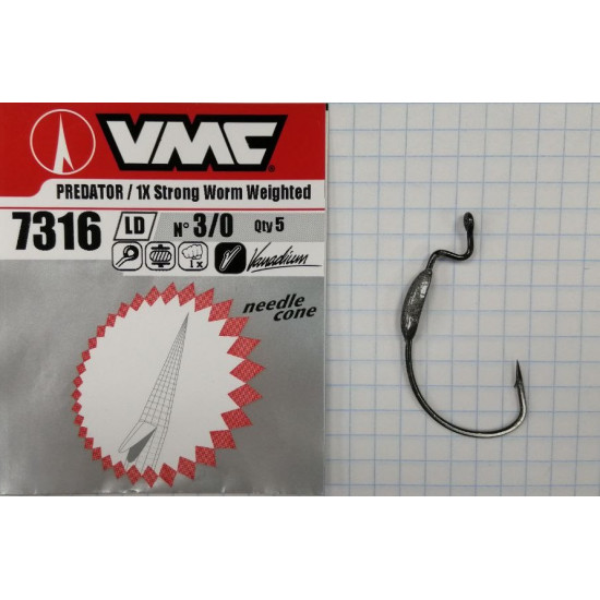 Крючки офсетные VMC 7316 LD (уп.5шт) № 3/0 (цена за уп) яяя