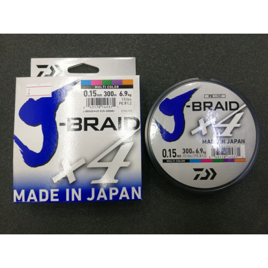 Шнур DAIWA J-Braid X4E 300м 0,15мм Multi Color