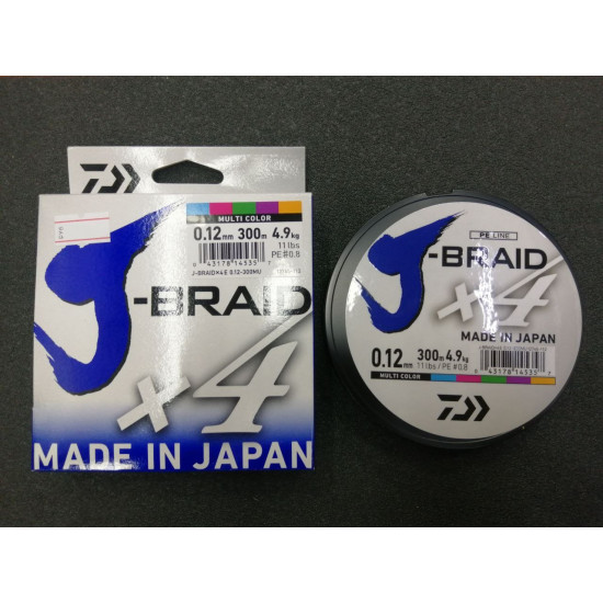 Шнур DAIWA J-Braid X4E 300м 0,12мм Multi Color