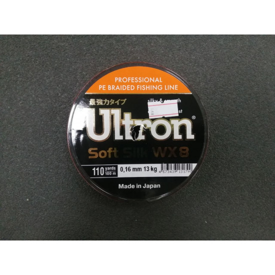 Шнур ULTRON WX 8 Soft Silk 0,16 мм, 13,0 кг, 100 м, оранжевый