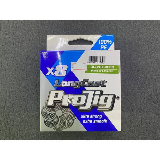 Шнур ProJig X8 Long Cast 0.24мм. 18кг. 100м. хаки