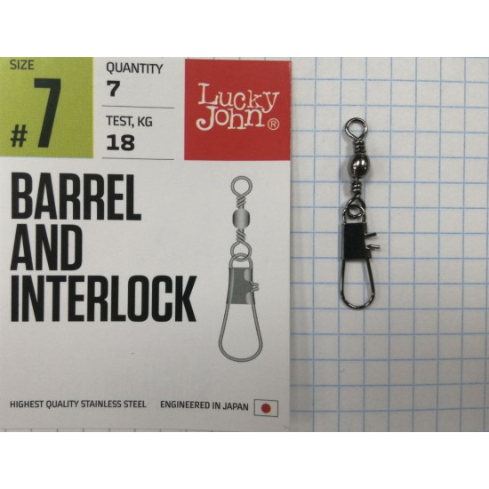 Вертлюги c застеж. LJ Pro Series BARREL AND INTERLOCK Black 007 7шт.