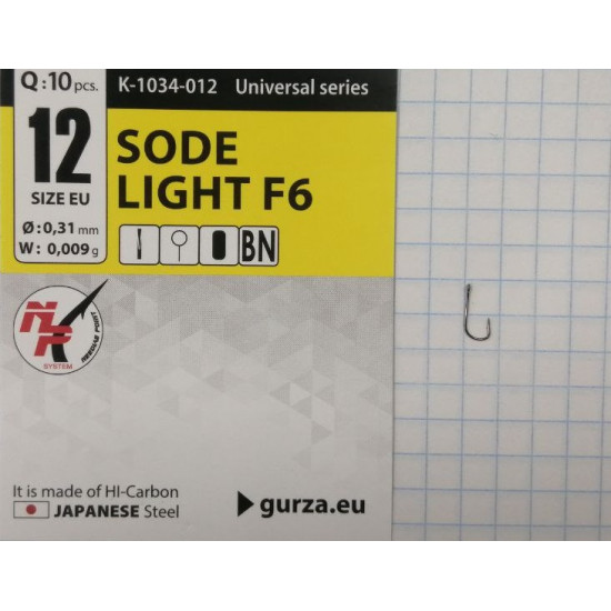 Крючки Gurza-SODE LIGHT (F6) BN №12 (10шт/уп)