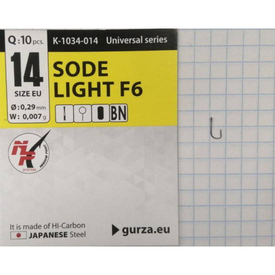 Крючки Gurza-SODE LIGHT (F6) BN №14 (10шт/уп)