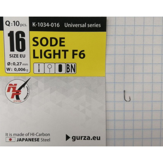 Крючки Gurza-SODE LIGHT (F6) BN №16 (10шт/уп)