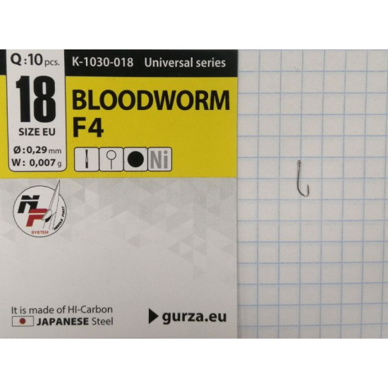 Крючки Gurza-BLOODWORM NI №18 (10шт/уп)