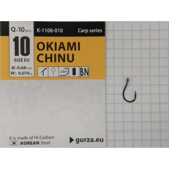 Крючки Gurza-OKIAMI CHINU RING (2BH) BN №10 (10шт/уп)