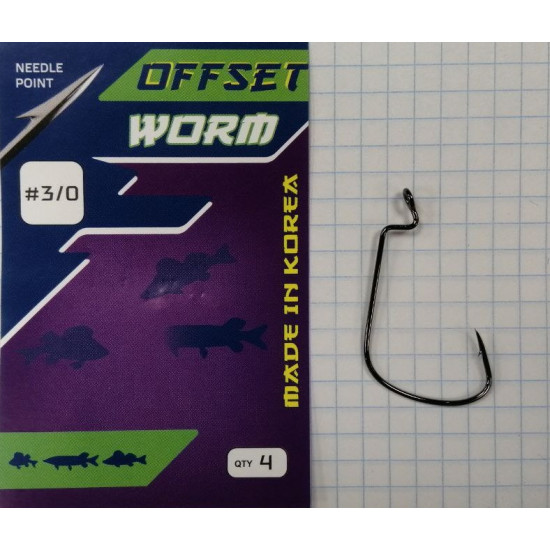 Крючок FLAGMAN Worm Super Wide Gape Offset №3/0 5шт