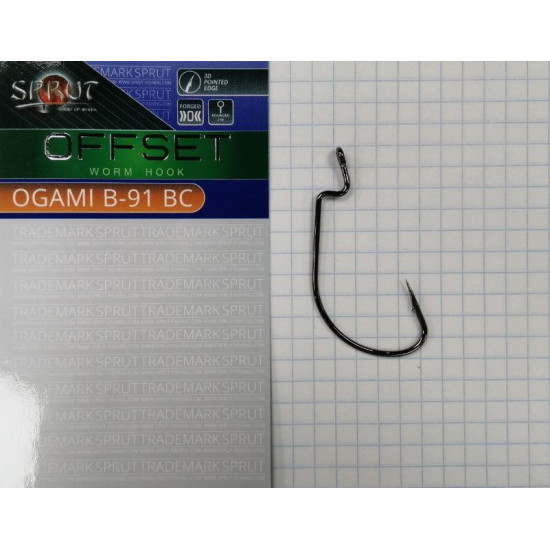 Крючки Офсетные "Sprut" Ogami B-91 BC #4/0 (Offset Worm Hook) 1упак*4шт