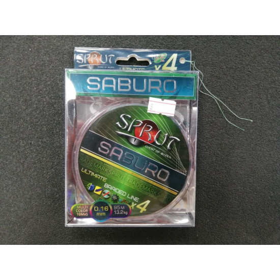 Шнур "Sprut" SABURO Soft Ultimate Braided Line x4 ( 95m/Multicolor/0,16mm/13,2kg)