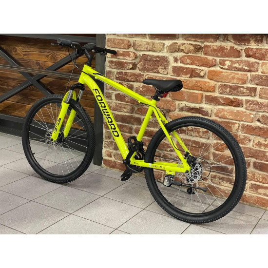 Велосипед FORWARD HARDI 26 2.1 D (26" 21 ск. рост 18") 2022 (черный/желтый)