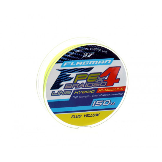 Шнур FLAGMAN PE Hybrid F4 150м Fluo Yellow 0,10мм 4,6кг 10lb