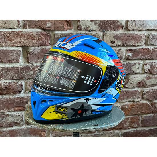 Шлем мото GTX 578S (L) #2 blue/orange yellow подростковый