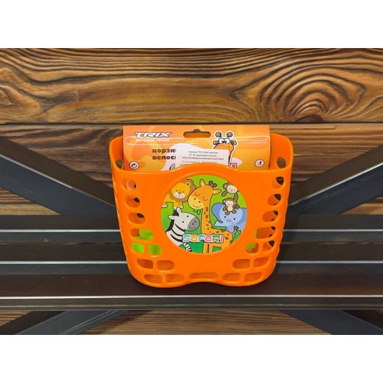 Корзина TRIX Safari детская 12"-16",крепление на руль, 190х125х140мм,пластиковая,оранжевая