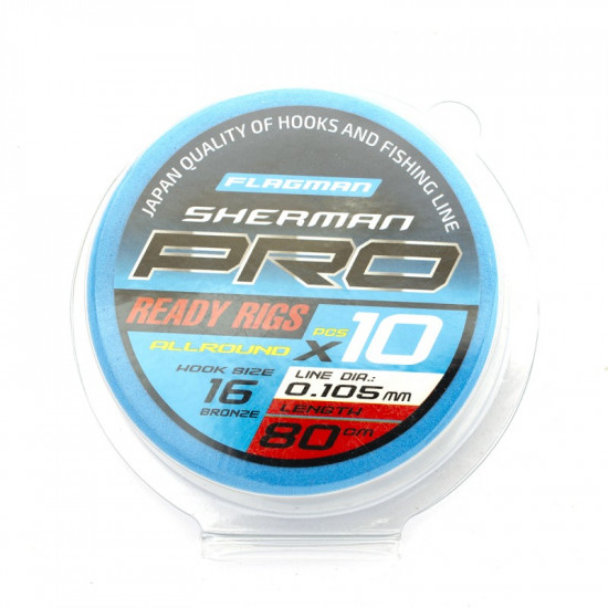 Поводок готовый FLAGMAN Sherman Pro Allround Ready Rigs №16 d0,105мм 80см 10шт