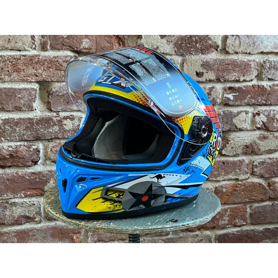 Шлем мото GTX 578S (L) #2 blue/orange yellow подростковый