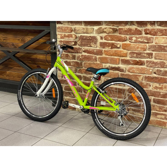 Велосипед NOVATRACK 24" JENNY сталь 12", салатовый, 6 скор. V-brake