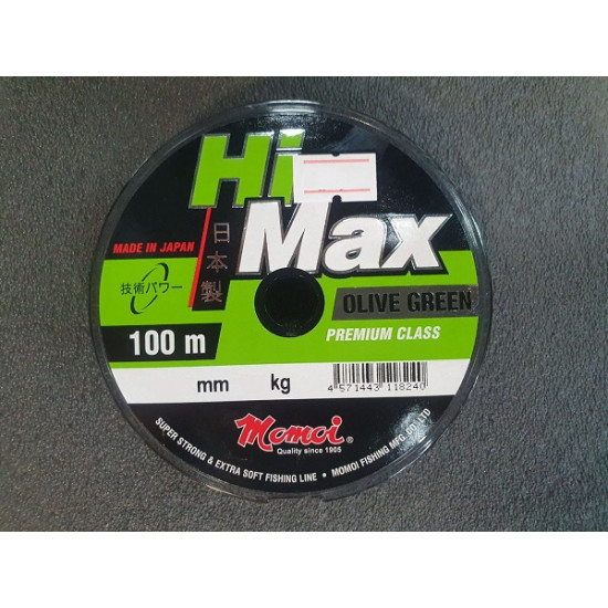 Леска Hi-Max Olive Green 0,16 мм, 2,9 кг, 100 м, оливковая