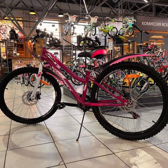 Велосипед NOVATRACK 24" JENNY сталь 12", пурпурный, 6 скор. TZ500/TS-38/SG-6S диск.тормоз
