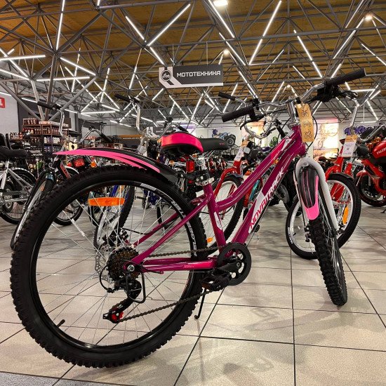Велосипед NOVATRACK 24" JENNY сталь 12", пурпурный, 6 скор. TZ500/TS-38/SG-6S диск.тормоз