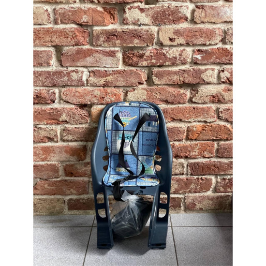 Кресло детское на багажник, с подголовником, до 18 кг, 280х635х250 мм, пластик, синее (12)